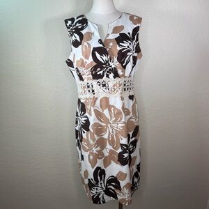 Rabbit Rabbit Rabbit Designs Floral Botanical Sleeveless Dress Lace Waist 12 EUC